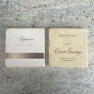 Set of two coasters wine coasters Franciscan and dipping  vineyards cream